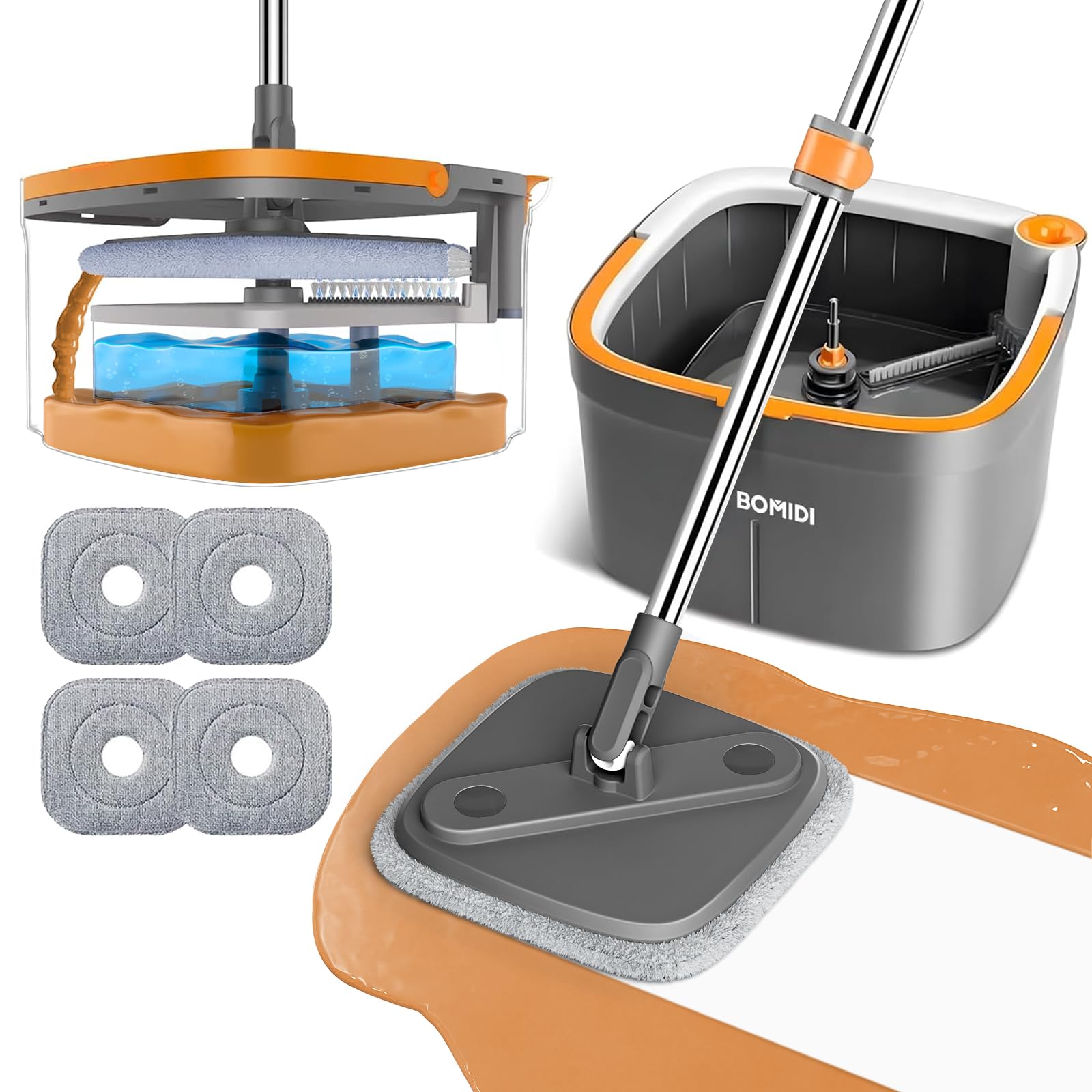 Amazon.com: Mop and Bucket Set, Spin Mop with Separate Dirty Water